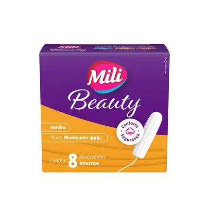 Absorvente Interno Mili Beauty Médo com 8 Unidades