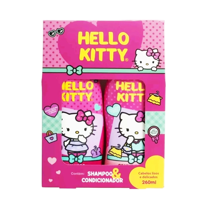 Kit Hello Kitty Cabelos Lisos Shampoo 260ml + Condicionador 260ml