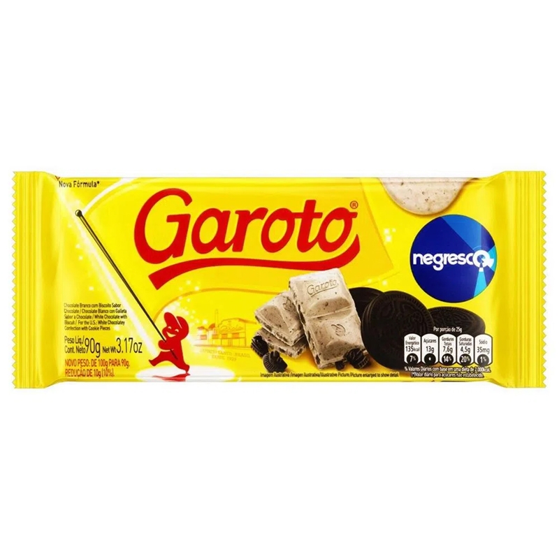 CHOCOLATE GAROTO BRANCO COM NEGRESCO 90G