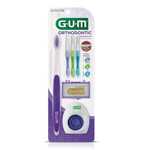 KIT ORTODONTICO GUM ESCOVA DENTAL E INTRADENTAL CERA E FIO SUNSTAR